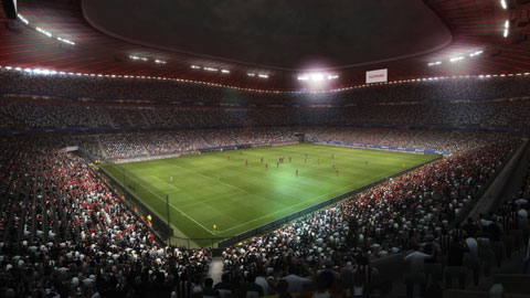 Auch in der virtuellen Allianz-Arena kannst du spielen (© Konami)